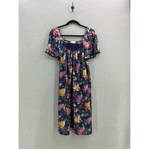 Vintage 70s Vanity Fair Womens Multicolor Ditzy Floral Nightgown Size Medium